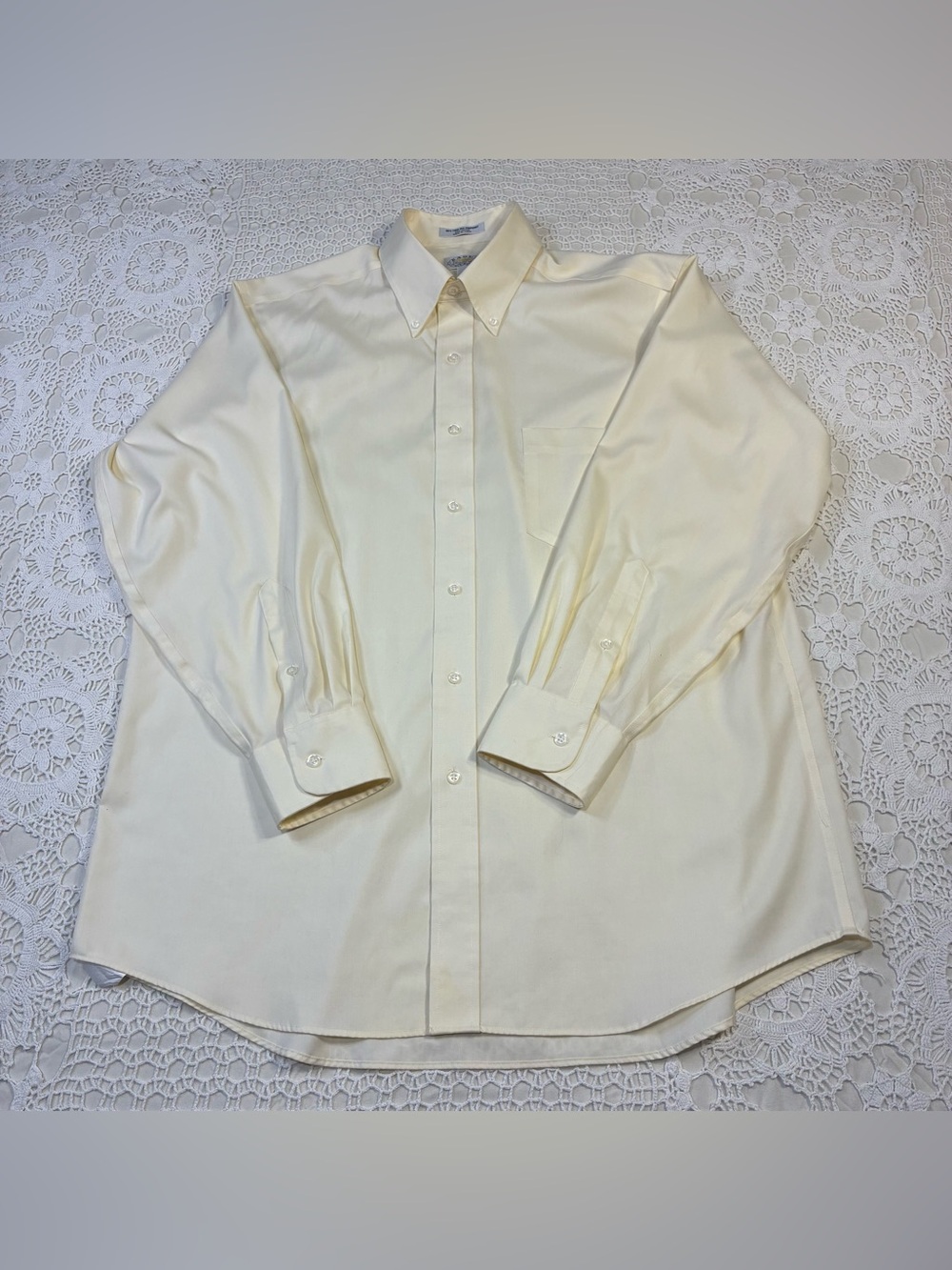 Eagle 80's Two Ply Pinpoint Ivory Non-Iron Dress Shirt 16.5 32/33